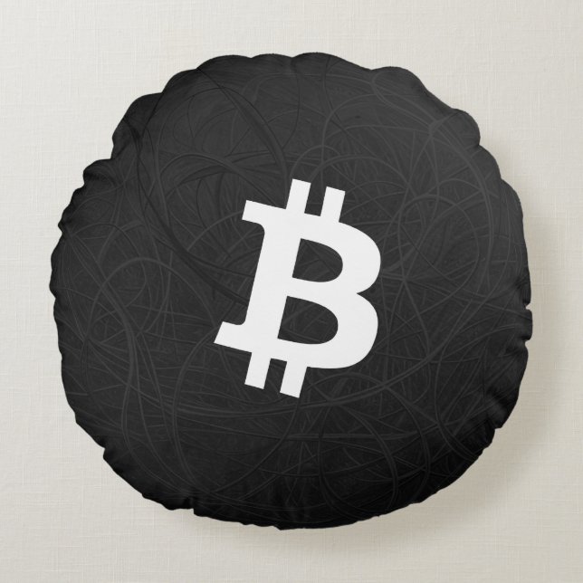 Cojín Redondo Neurona de Bitcoin Negro (Anverso)