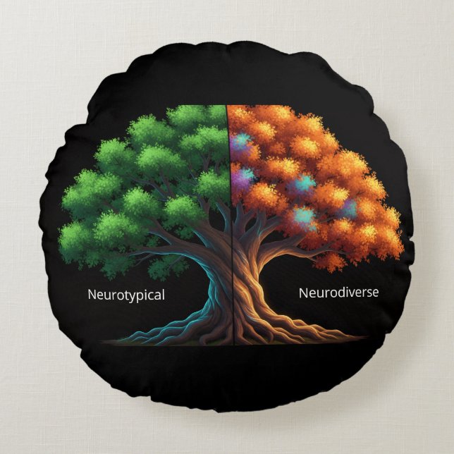 Cojín Redondo Neurotypical vs. Neurodiverse (Anverso)