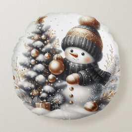 Cojín Redondo Nevada negra y dorada