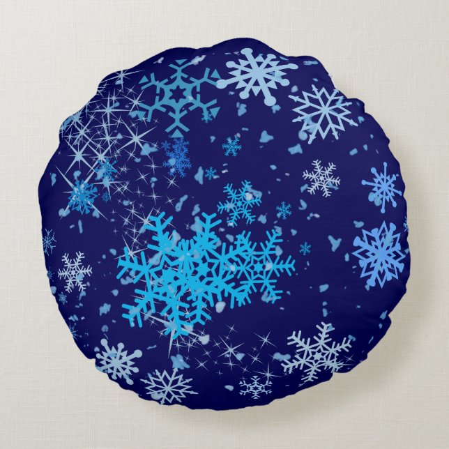 Cojín Redondo Nevada nocturna de los navidades (Reverso)