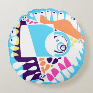 Cojín Redondo Nido de pájaro - Blanco azul bebé