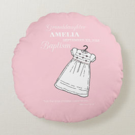 Cojín Redondo Nieta, bautismo en rosa personalizado