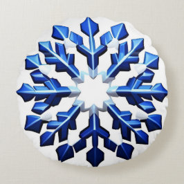 Cojín Redondo Nieve Azul Detallada