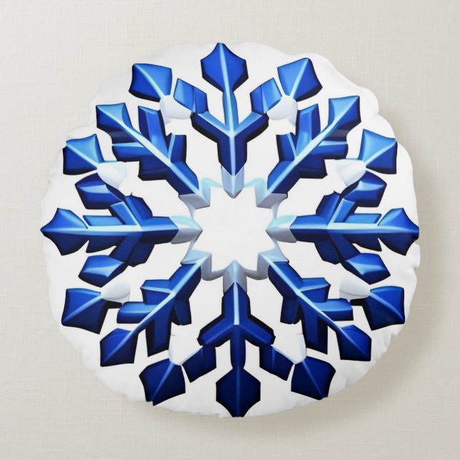 Cojín Redondo Nieve Azul Detallada (Anverso)