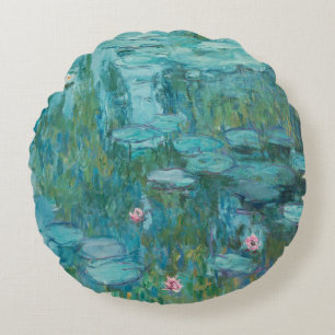 Cojín Redondo Nieves de agua, pintura de aceite de Bella Artes, 