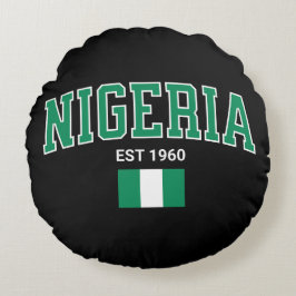 Cojín Redondo Nigeria Est. 1960 — Legado de Orgullo