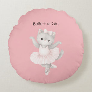 Cojín Redondo Niña Bailarina Gatito Gris