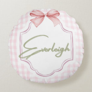 Cojín Redondo Niña Niñera Everleigh Personalizada Gingham