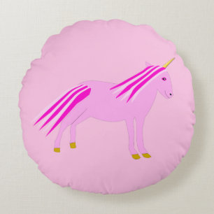 Cojín Redondo Niña Rosa bonito Unicorn