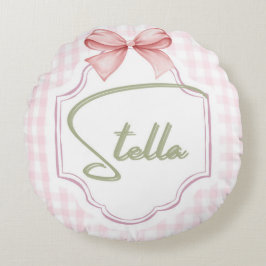 Cojín Redondo Niña Stella Bow&Gingham personalizada