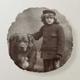 Cojín Redondo Niño con el perro, C1885