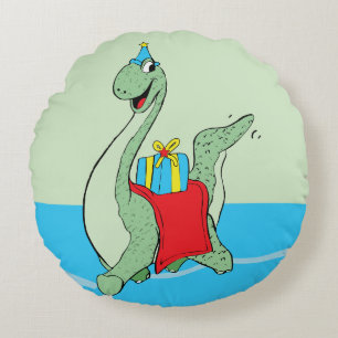 Cojín Redondo Niño, dinosaurio de cumpleaños