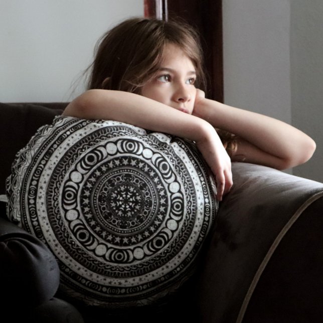 Cojín Redondo Niño Moon Mandala Triple Luna (Subido por el creador)