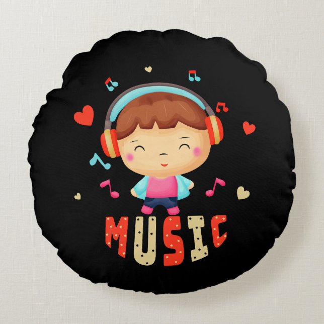 Cojín Redondo Niño pequeño con música (Anverso)