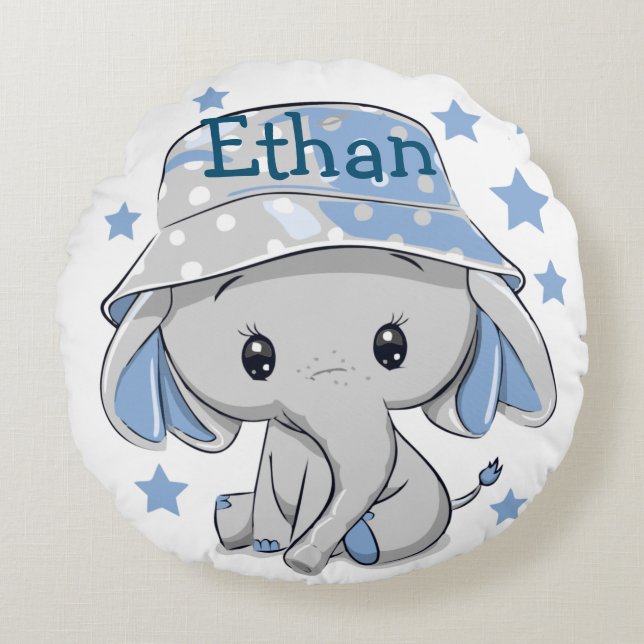 Cojín Redondo Niño pequeño elefante (Anverso)