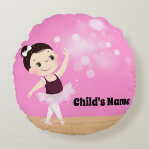 Cojín Redondo Niños personalizados Ballerina rosa redonda de alm