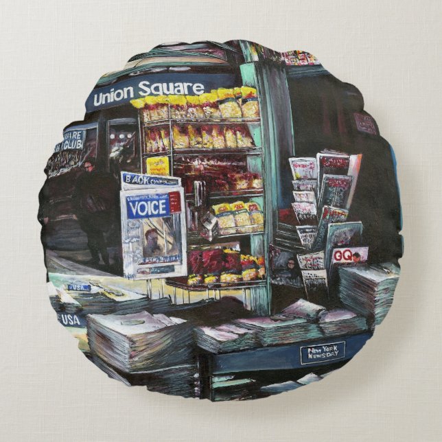 Cojín Redondo Noche de crisocolia, Union Square, NYC (Anverso)