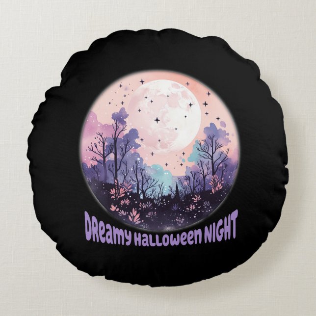 Cojín Redondo Noche Dreamy Halloween (Anverso)