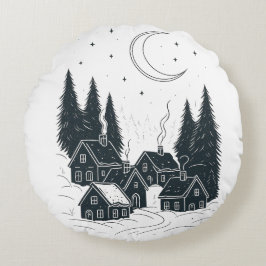 Cojín Redondo Noche soñadora de Navidades - Invierno a doble car