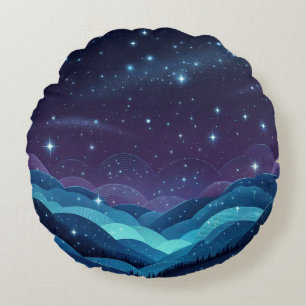 Cojín Redondo Noche Starry Hills
