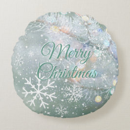 Cojín Redondo Nochebuena verde para navidad