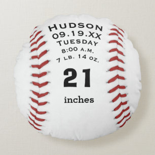 Cojín Redondo Nombre de béisbol personalizado y estadísticas de 