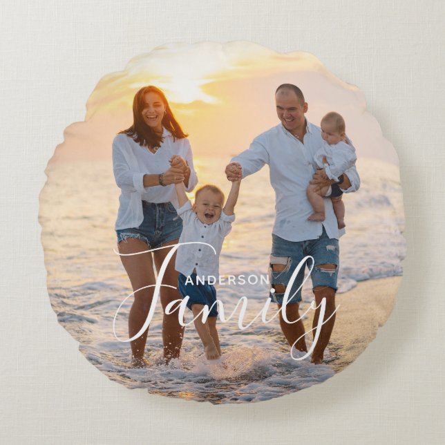 Cojín Redondo Nombre de familia de Personalizado de plantilla de (Anverso)