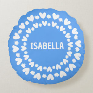 Cojín Redondo Nombre De Flores Y Corazones