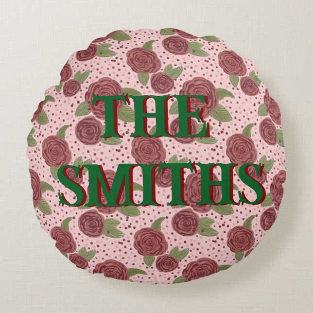 Cojín Redondo Nombre de la familia Decoración del hogar de Cushi (Anverso)