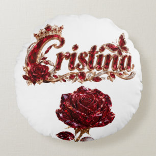 Cojín Redondo Nombre de lujo Christina Ruby Crystal