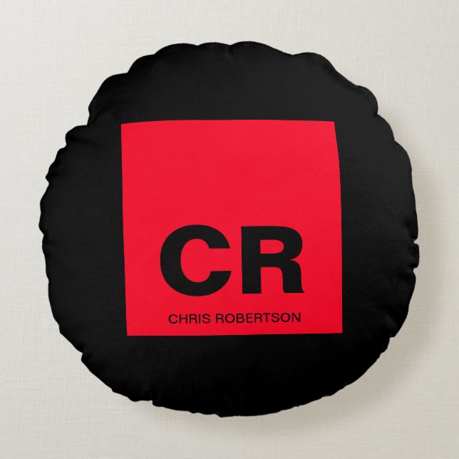 Cojín Redondo Nombre de monograma Regalo de Personalizado de cre (Anverso)