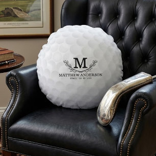 Cojín Redondo Nombre de patrón de pelota de golf personalizado M