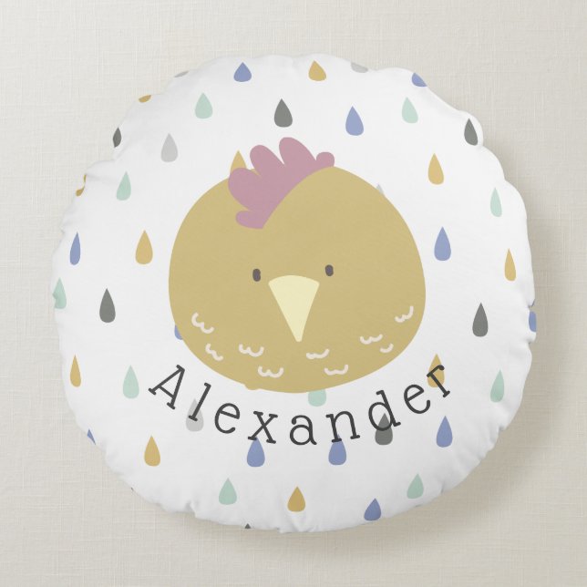 Cojín Redondo Nombre de personalizable Chick Cute (Anverso)
