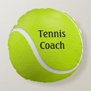 Cojín Redondo Nombre del entrenador de la pelota de tenis amaril