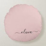 Cojín Redondo Nombre del Monograma de Rubor Dusty Pink Moderne S<br><div class="desc">Rubor Dusty Pink Simple Script Monograma Nombre Pouf Pillow. La almohada hace el dulce perfecto cumpleaños de 16 años,  boda,  ducha de novia,  ducha de bebé o regalo de soltera para alguien que decora su habitación con oro subió.</div>