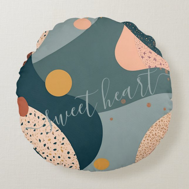 Cojín Redondo Nombre personalizado de Boho (Anverso)