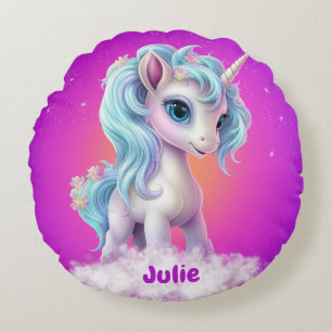 Cojín Redondo Nombre personalizado de Unicorn