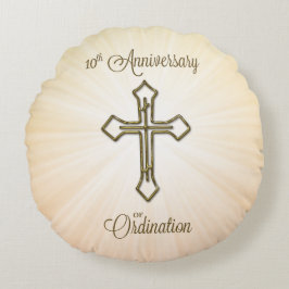 Cojín Redondo Nombre personalizado, décimo aniversario de la Ord