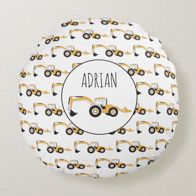 Cojín Redondo Nombre personalizado del camión de construcción Ba (Anverso)