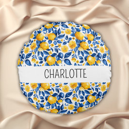 Cojín Redondo Nombre personalizado del fruto tropical del patrón