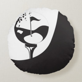 Cojín Redondo Nombre personalizado Hola Golf blanco y negro