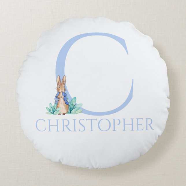 Cojín Redondo Nombre personalizado Peter the Rabbit (Anverso)
