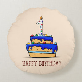 Cojín Redondo Nombre personalizado, primer cumpleaños, dulce pas