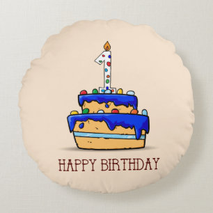 Cojín Redondo Nombre personalizado, primer cumpleaños, dulce pas
