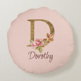 Cojín Redondo Nombre personalizado Relieve metalizado dorado Rub