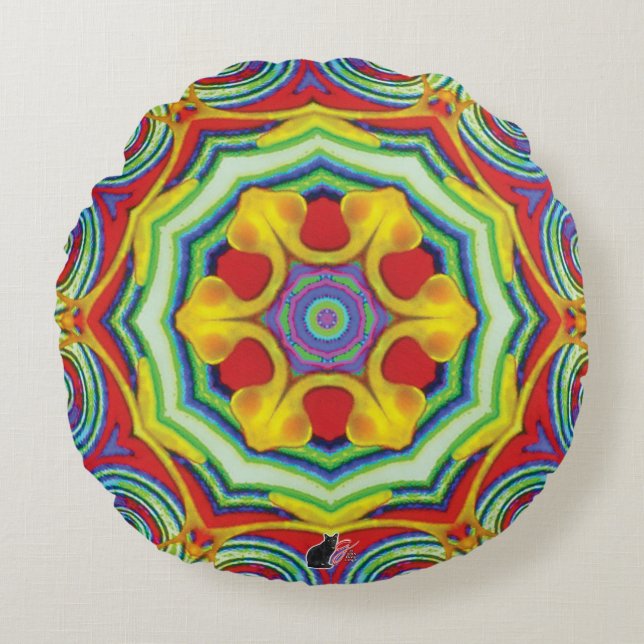 Cojín Redondo Noodles Kaleidoscope (Anverso)