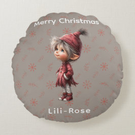 Cojín Redondo North Pole Elf Magic Whimsical Christmas Keepsake