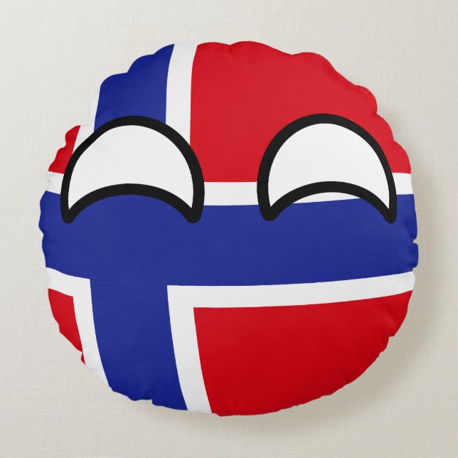 Cojín Redondo Noruega Geeky que tiende divertida Countryball (Anverso)