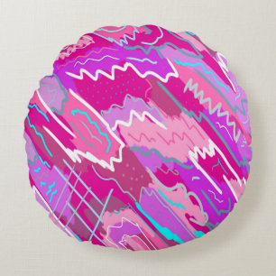 Cojín Redondo Nostalgia de Nostalgia Pop Art en Magenta