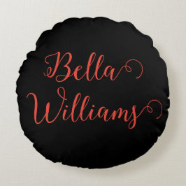 Cojín Redondo Nota roja sobre negro